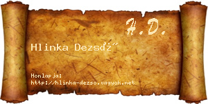 Hlinka Dezső névjegykártya